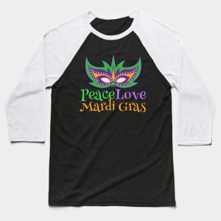 Peace Love Mardi Gras Baseball T-Shirt